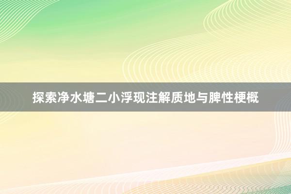 探索净水塘二小浮现注解质地与脾性梗概