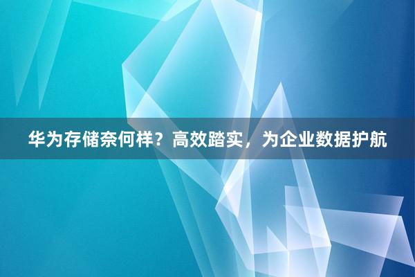 华为存储奈何样？高效踏实，为企业数据护航