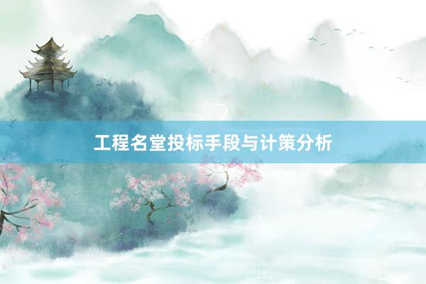 工程名堂投标手段与计策分析